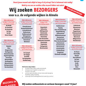 Vacature bezorgers Hallo Almelo