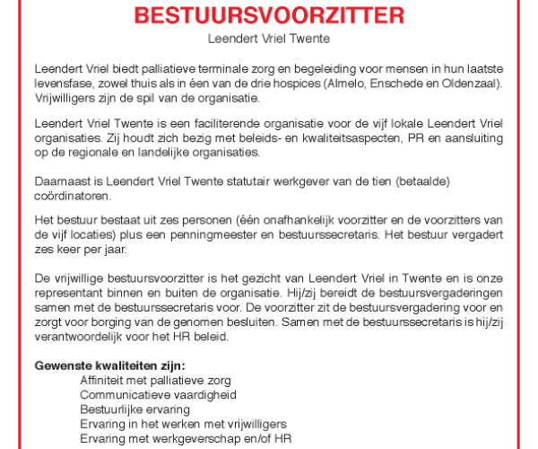 Vacature Leendert Vriel Twente