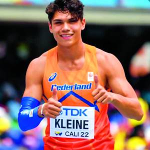Jermaine Kleine loopt hard op Wereld Jeugd Kampioenschap atletiek in Colombia